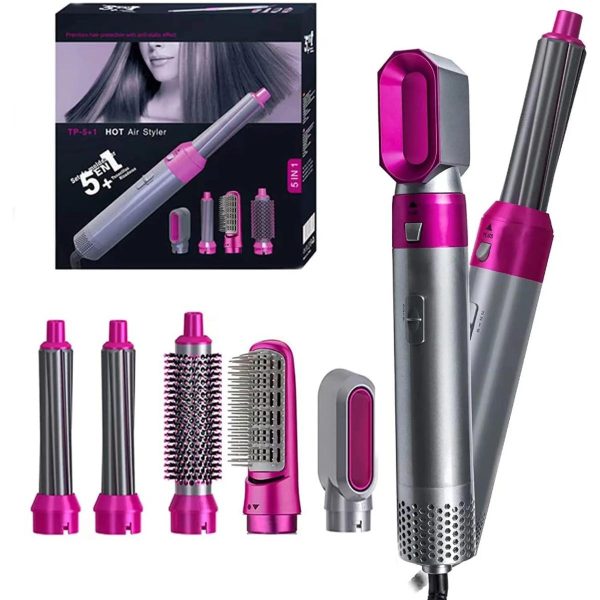 5 In 1 Electric Hair Dryer Brush | Blow Dryer Hair Comb Curling Wand Detachable Brush Kit Negative Ion Straightener Hair Curler